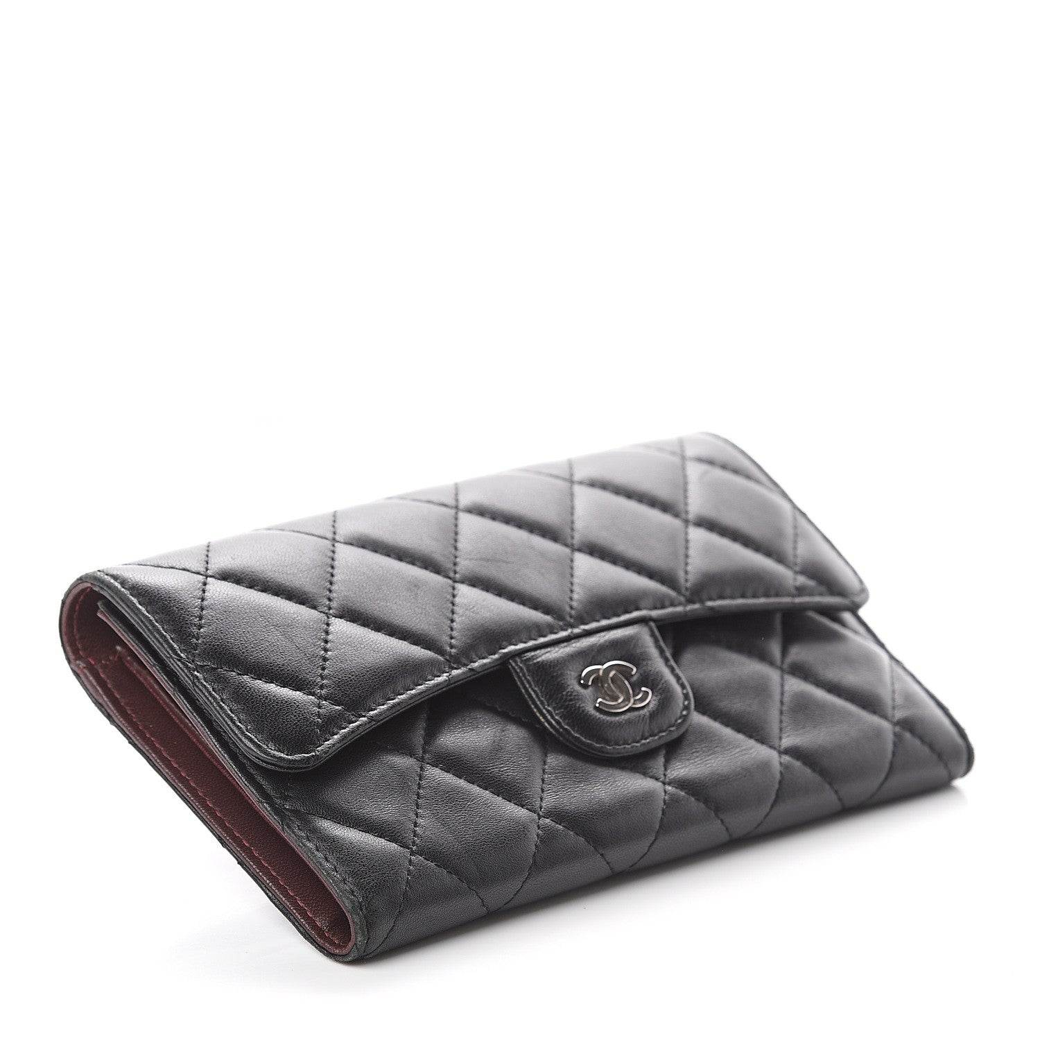 Chanel Lambskin Quilted Large Flap Wallet Black 3 of 7