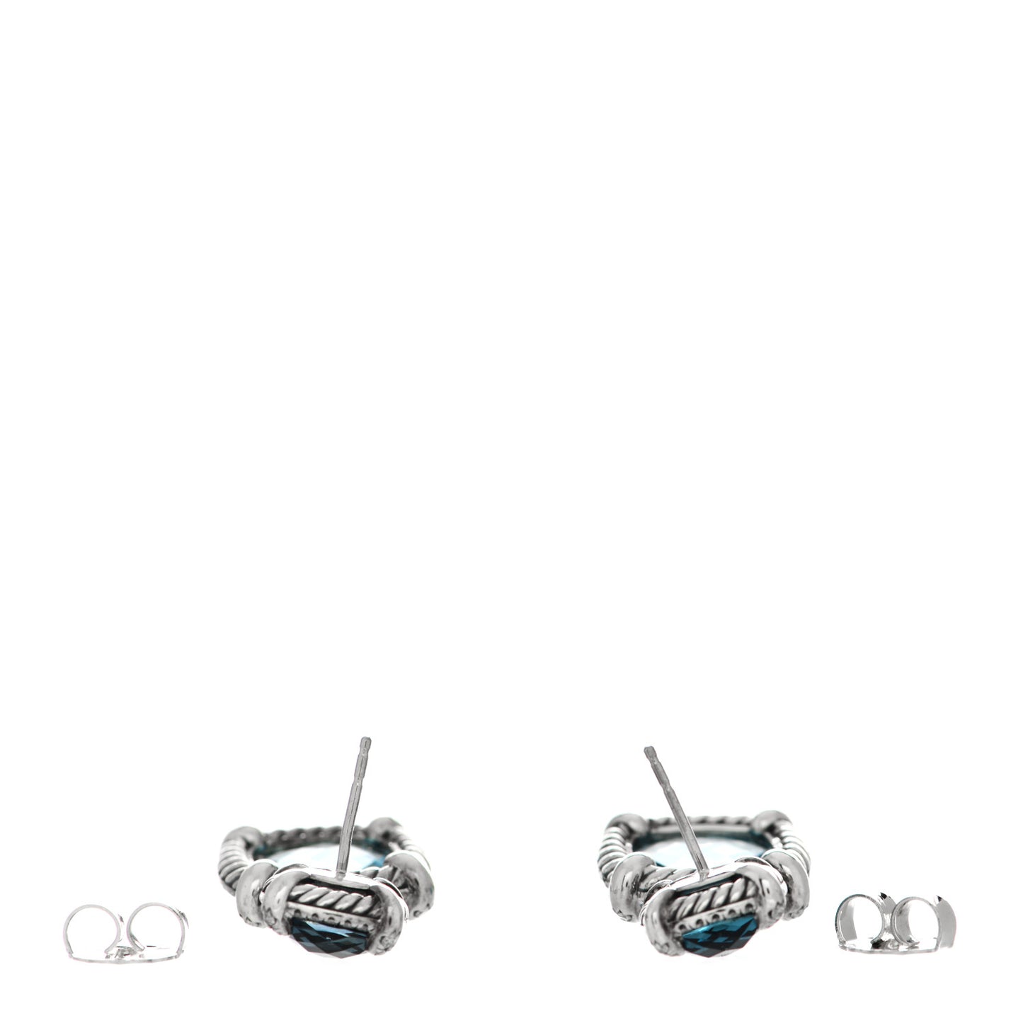 Sterling Silver Hampton Blue Topaz Diamond Chatelaine Bezel Drop Earrings