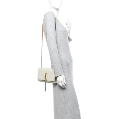 Saint Laurent Grain De Poudre Small Classic Monogram Kate Tassel Satchel Blanc Vintage 2 of 11