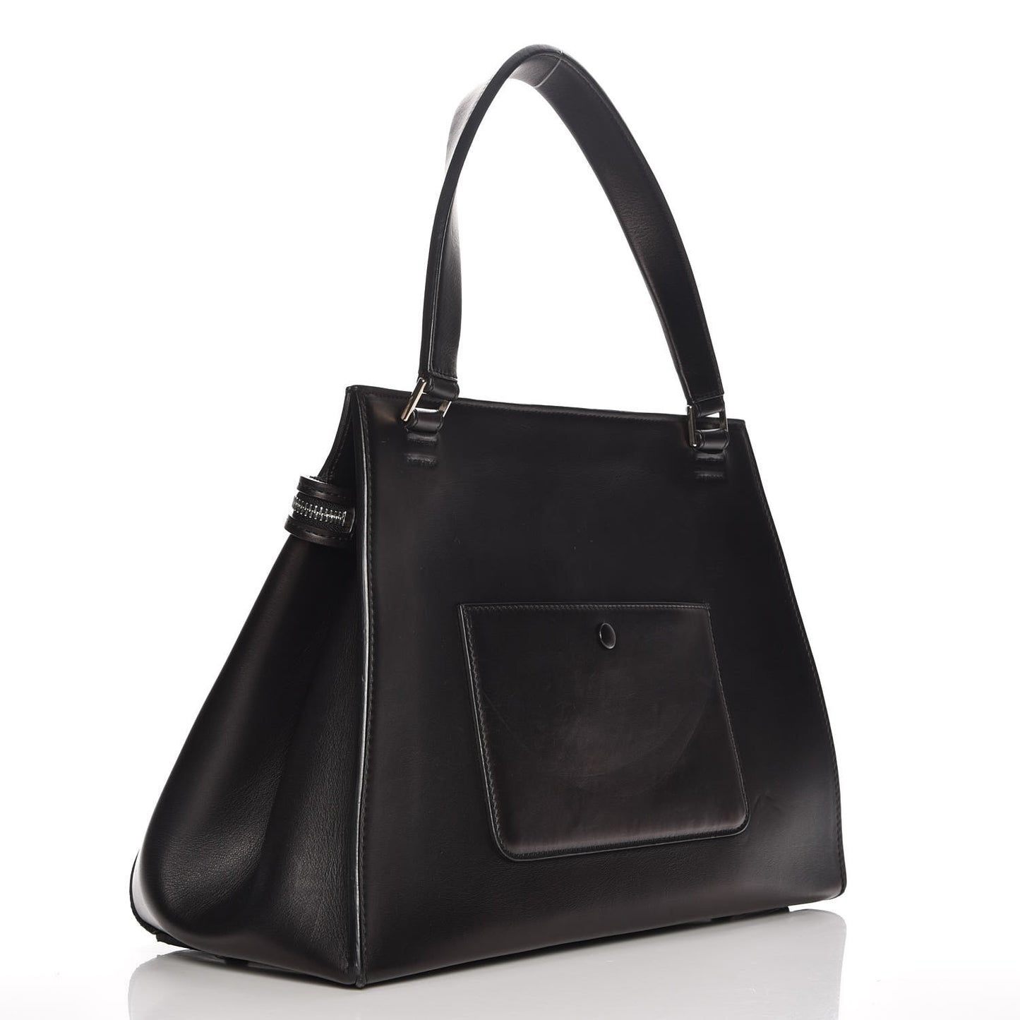 Supple Calfskin Medium Bi-Color Edge Shoulder Bag Emerald
