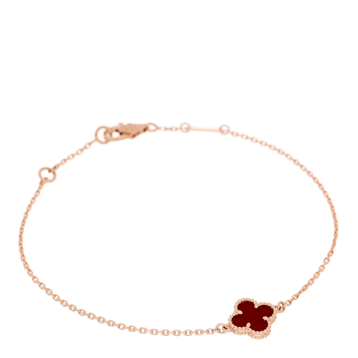 Van Cleef & Arpels 18K Rose Gold Carnelian Sweet Alhambra Bracelet 1 of 5