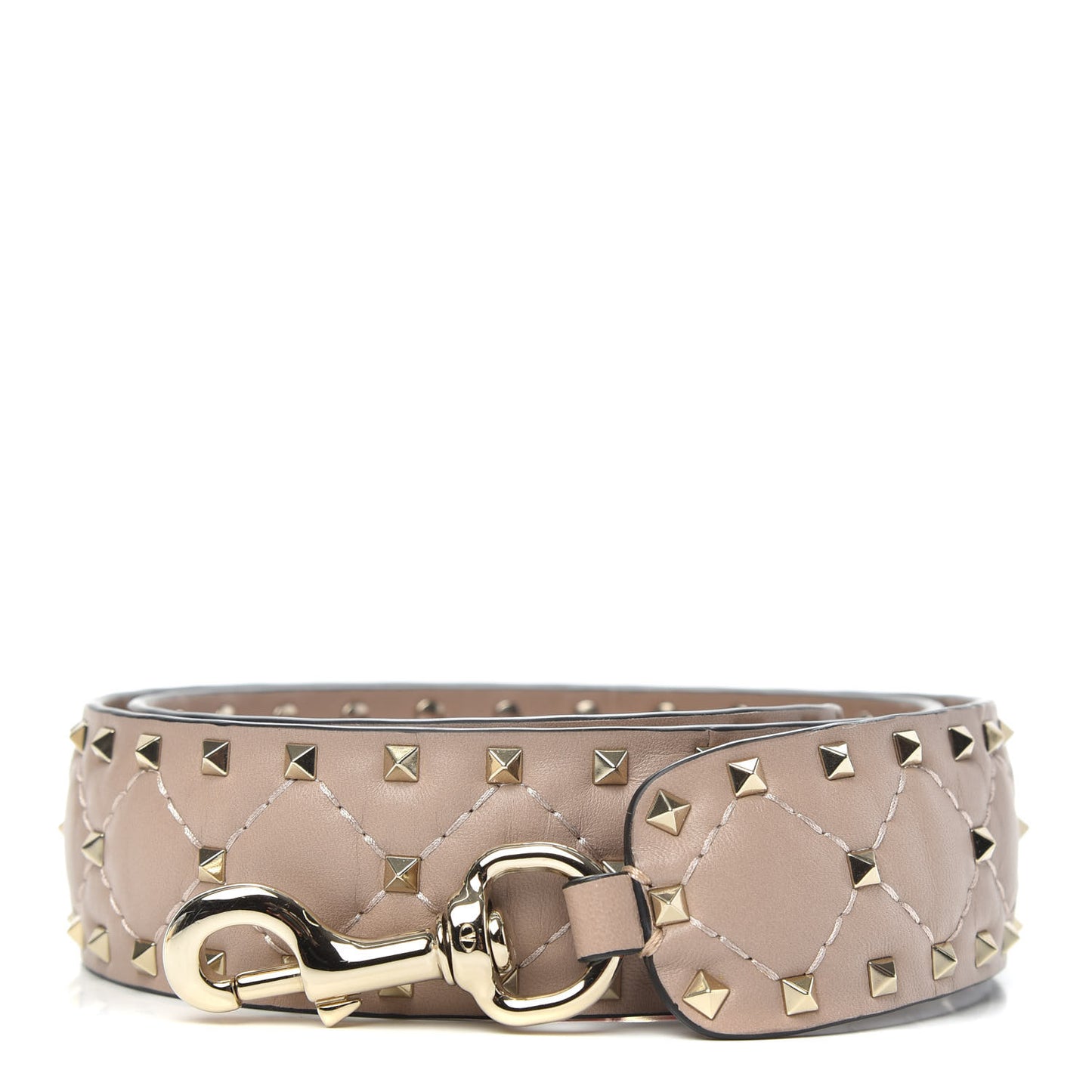 Lambskin Rockstud Spike Shoulder Strap Poudre
