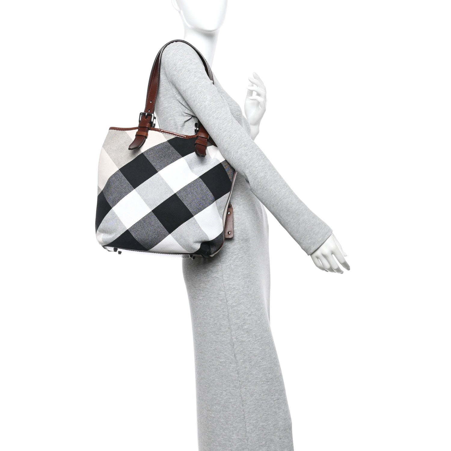 Burberry Canvas Mega Check Print Tote Beige 2 of 13
