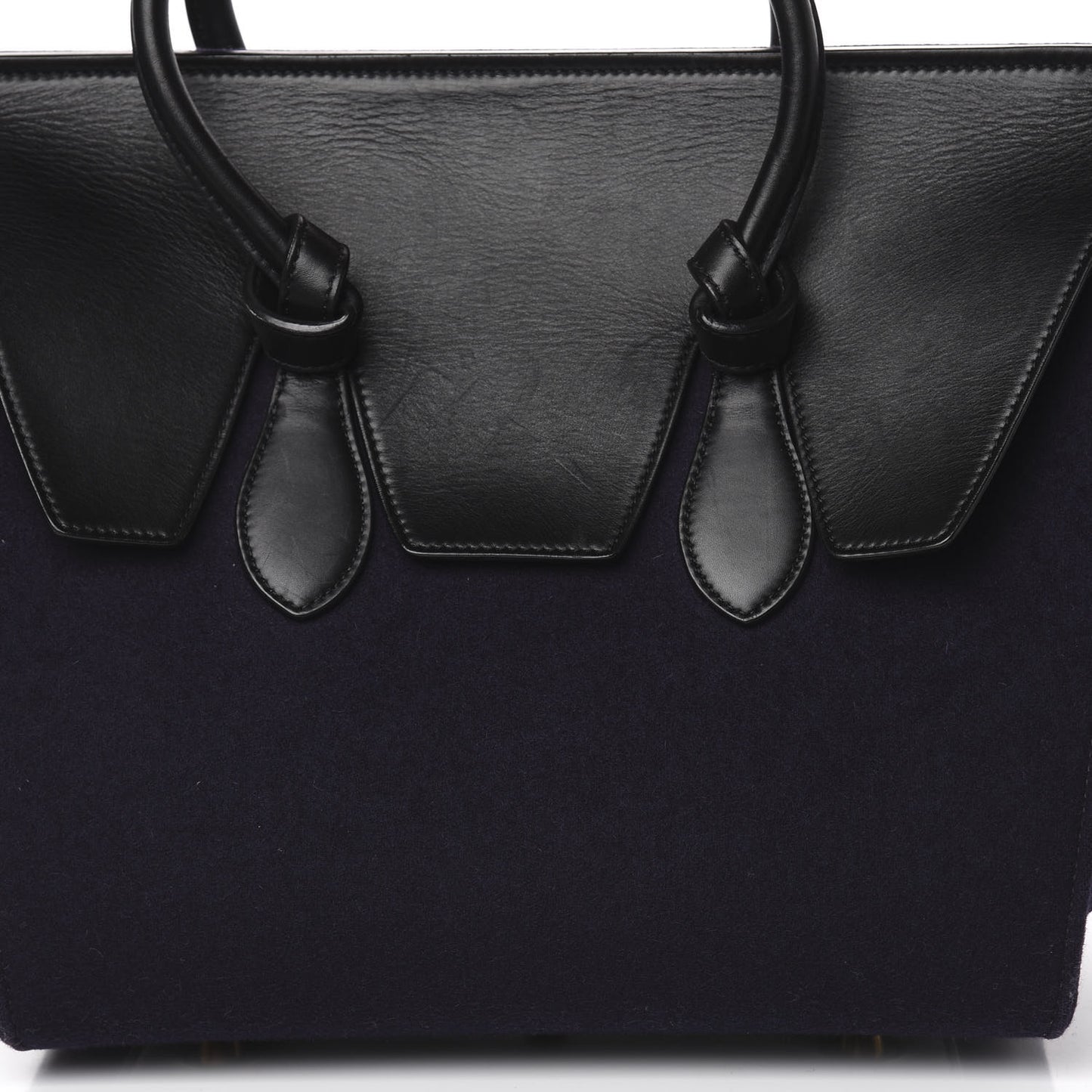 Felt Calfskin Medium Tie Knot Tote Navy