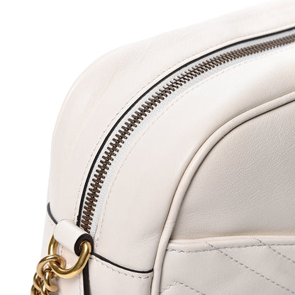 Gucci Calfskin Matelasse Medium GG Marmont Chain Shoulder Bag Mystic White 10 of 12