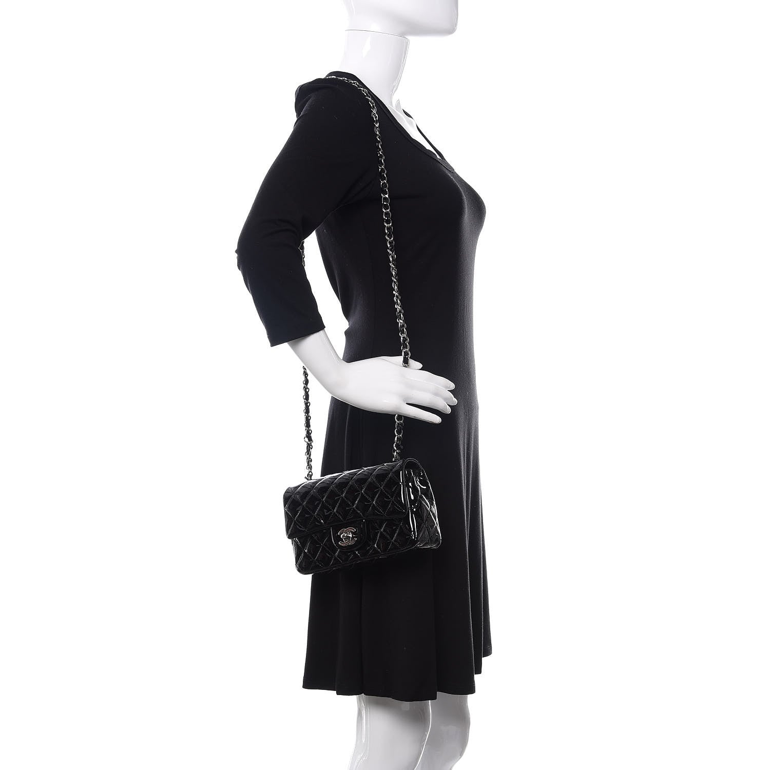 Chanel Patent Calfskin Quilted Mini Rectangular Flap Black 2 of 12