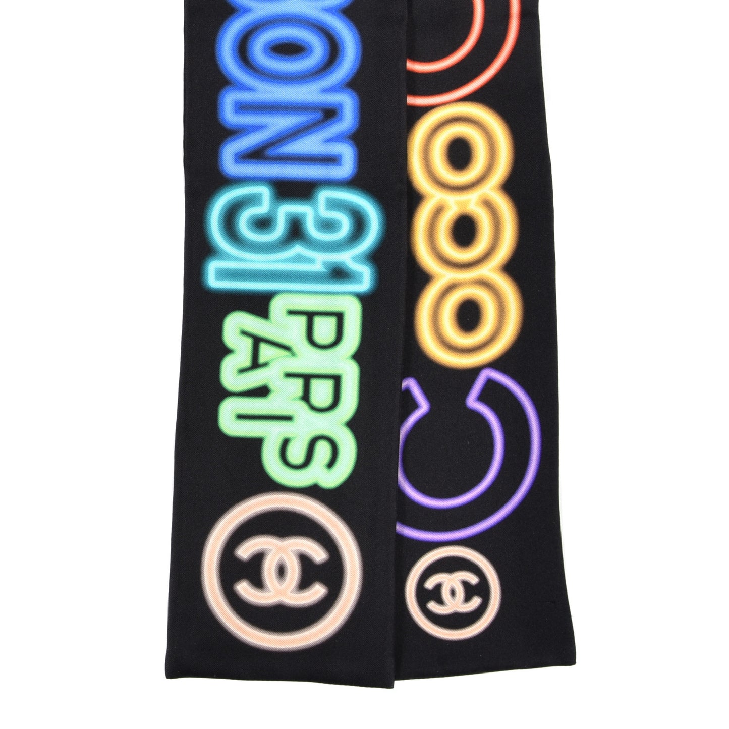 Silk Neon CC Bandeau Scarf Black Multicolor