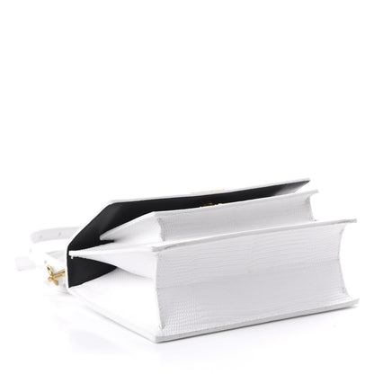 Balenciaga Patent Calfskin Lizard Embossed XS Sharp Top Handle Bag White 4 of 9