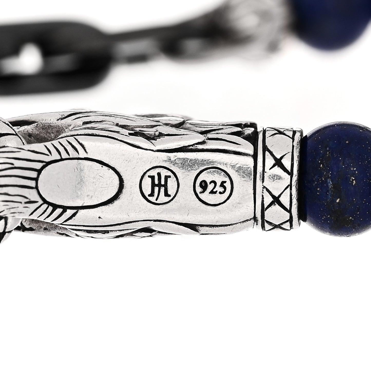 Sterling Silver Stainless Steel Lapis Lazuli Naga Bead Wrap Bracelet