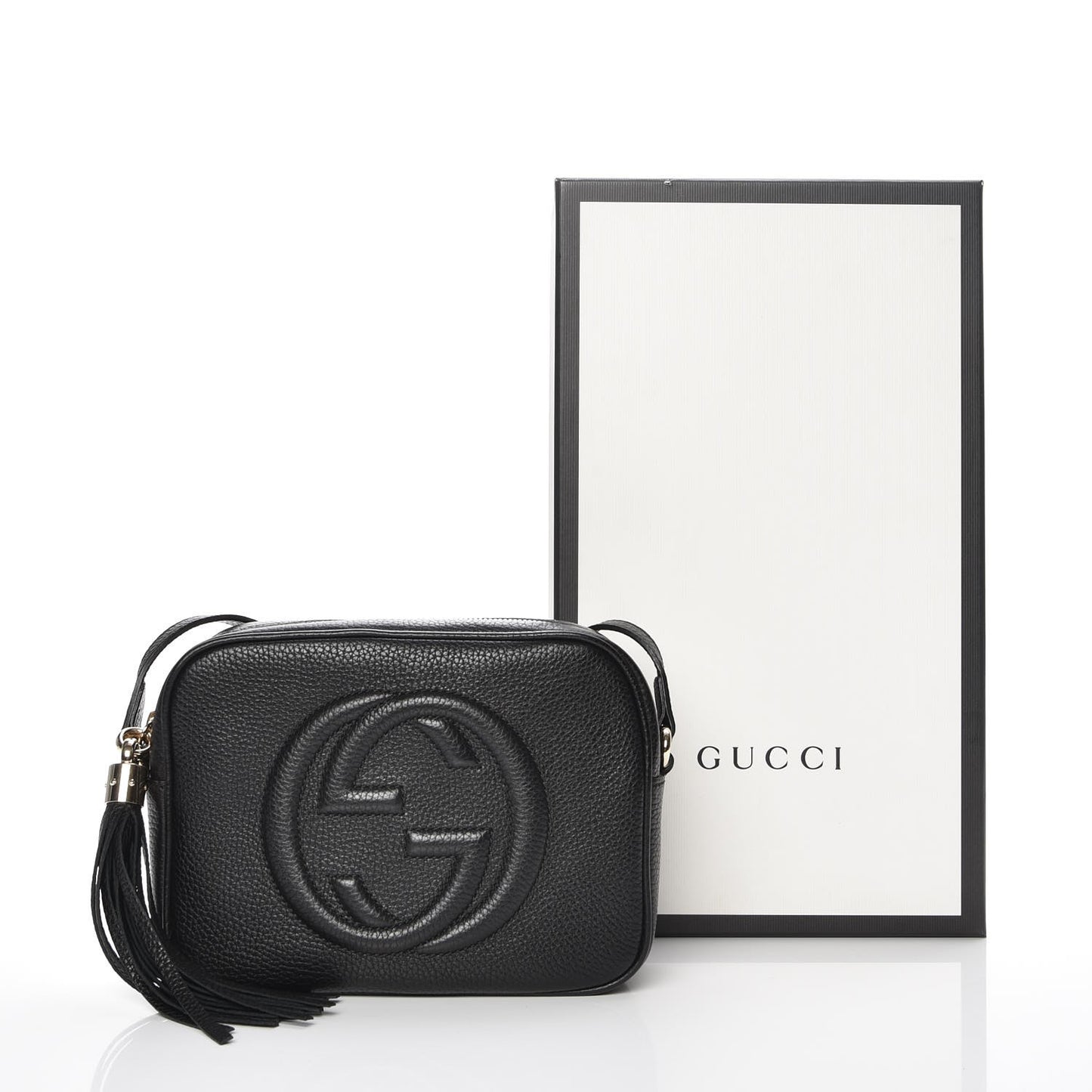 Pebbled Calfskin Small Soho Disco Bag Black