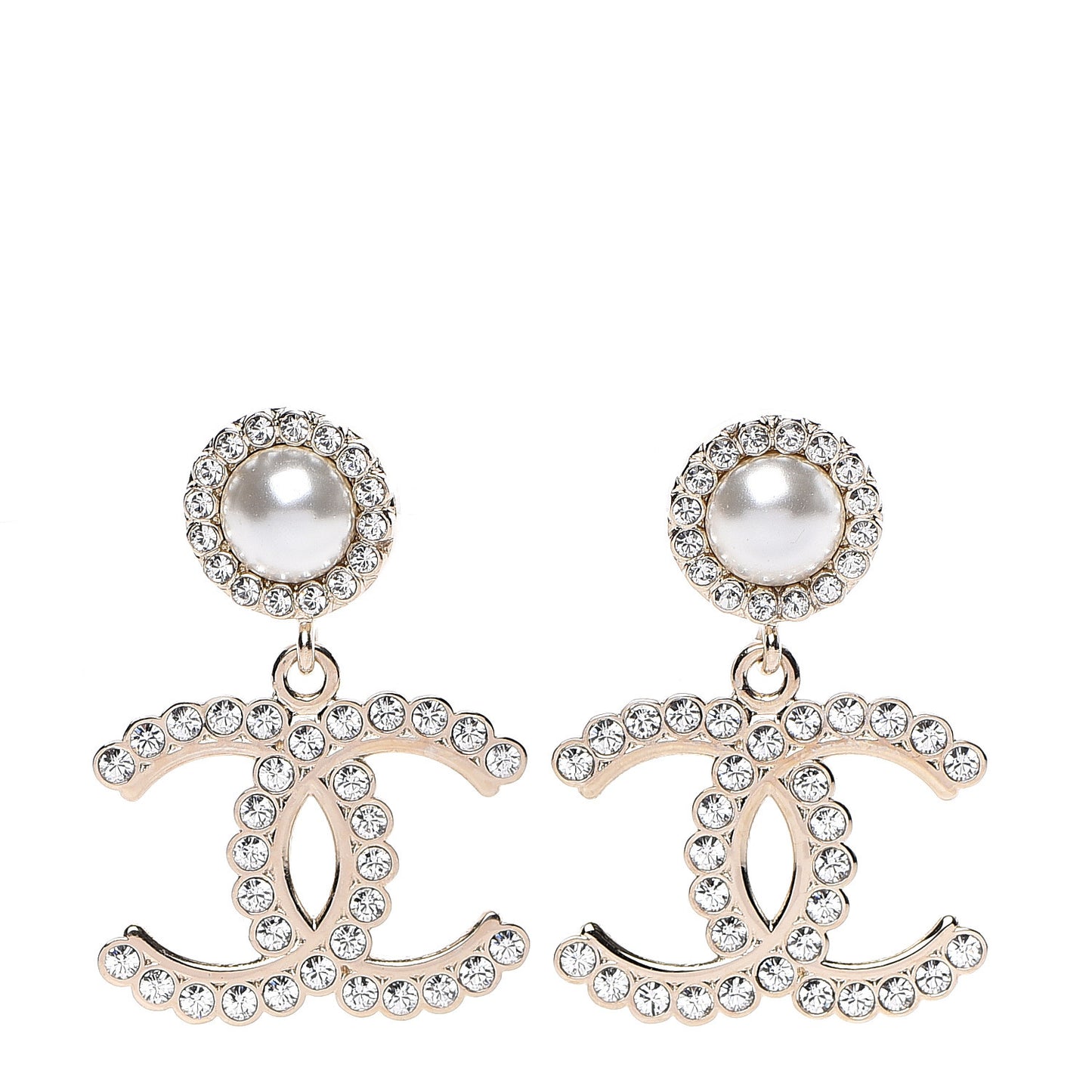 Crystal Pearl Bow-tiful CC Drop Earrings Gold