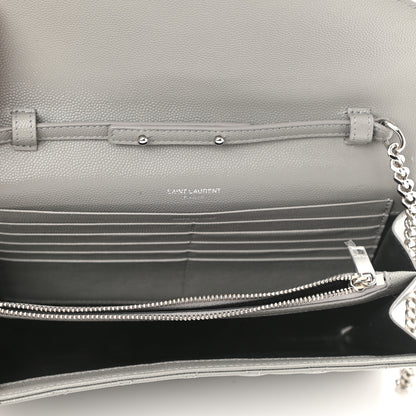 Saint Laurent Grain De Poudre Mixed Matelasse Triquilt Monogram Chain Wallet Fog 5 of 8