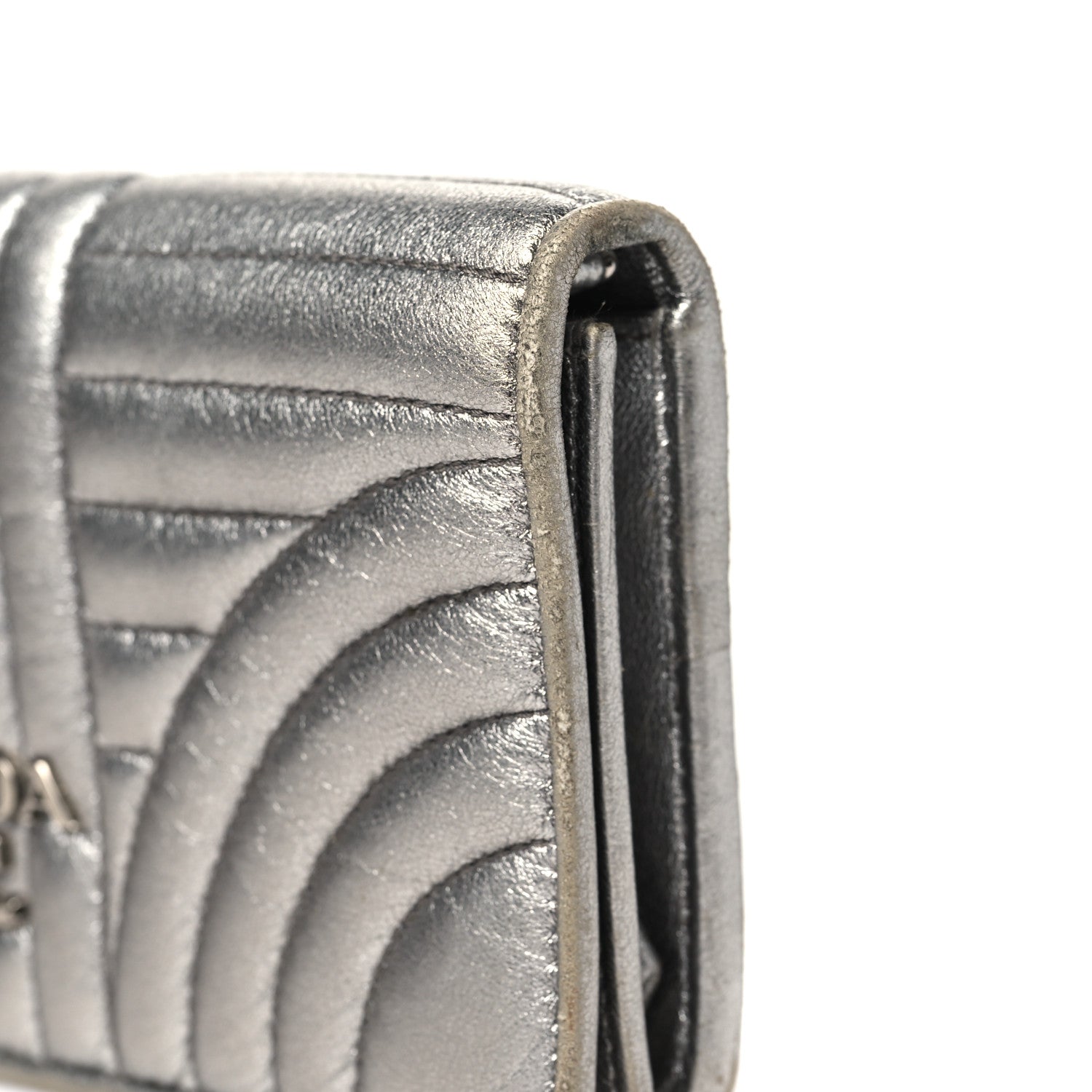 Prada Metallic Nappa Mini Impunture Diagramme Mini Crossbody Bag Cromo 11 of 12