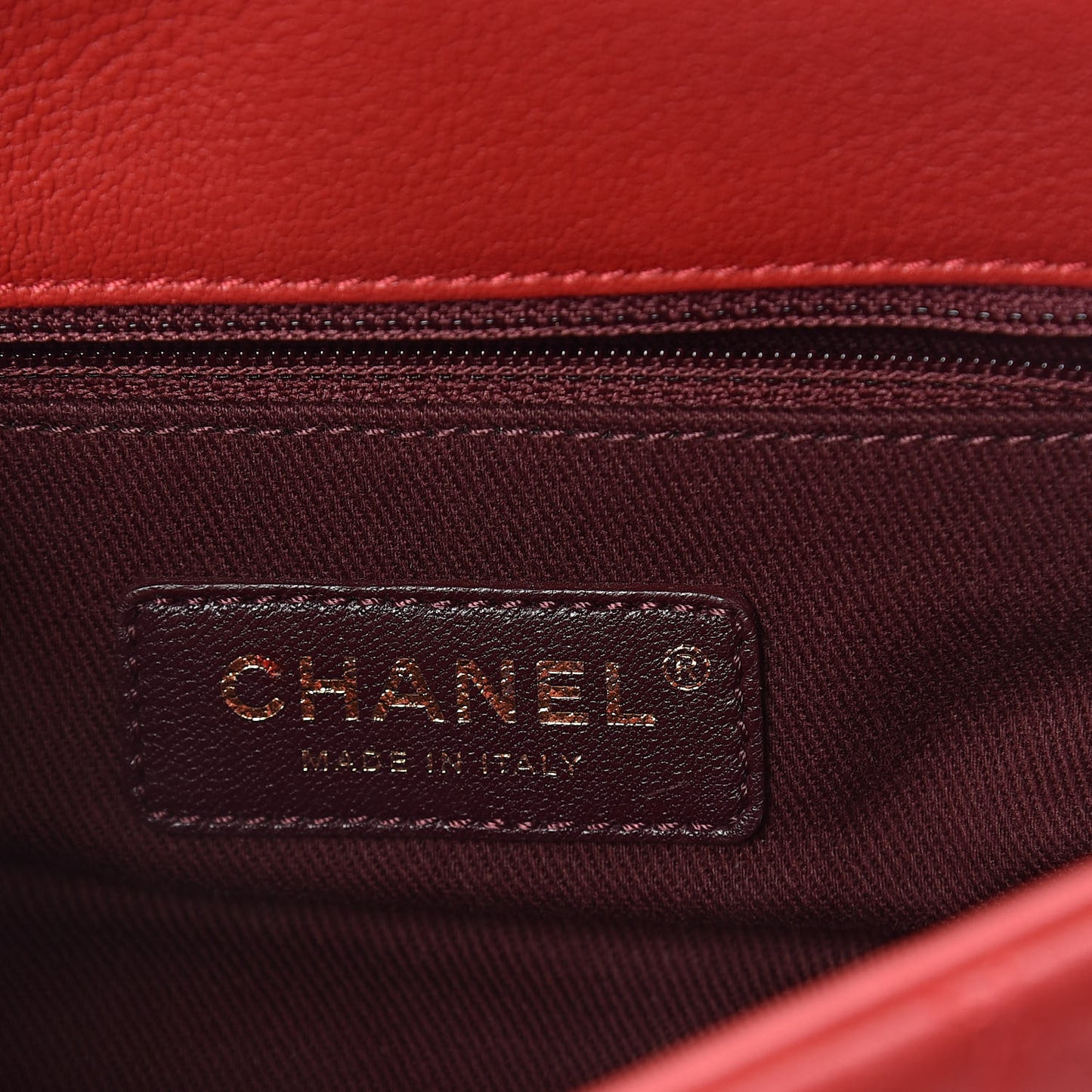 Shiny Sheepskin Quilted Mini Trapezio Flap Red