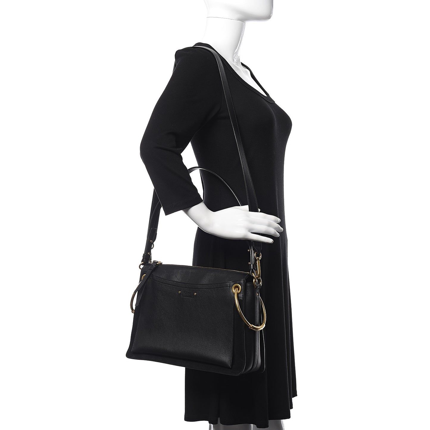 Calfskin Suede Medium Roy Bag Black