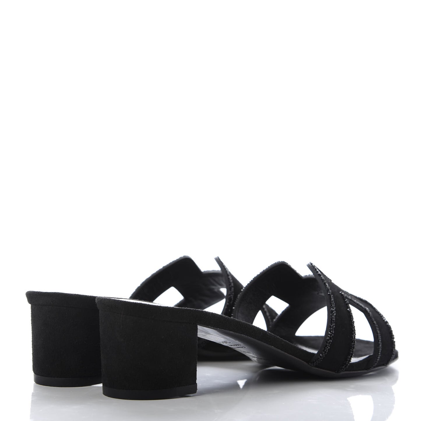 Suede Goatskin Rhinestone Oasis Sandals 36.5 Black