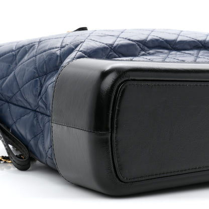 Chanel Aged Calfskin Quilted Large Gabrielle Shopping Tote Navy Black 9 of 10