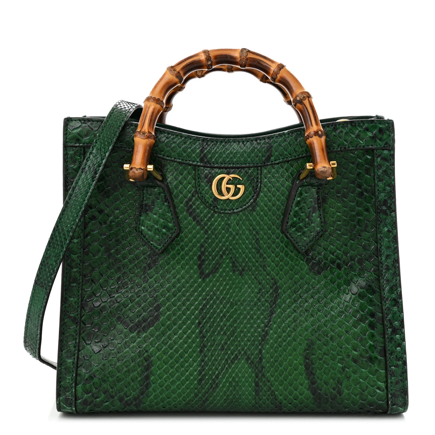 Snakeskin Small Diana Tote Green Black