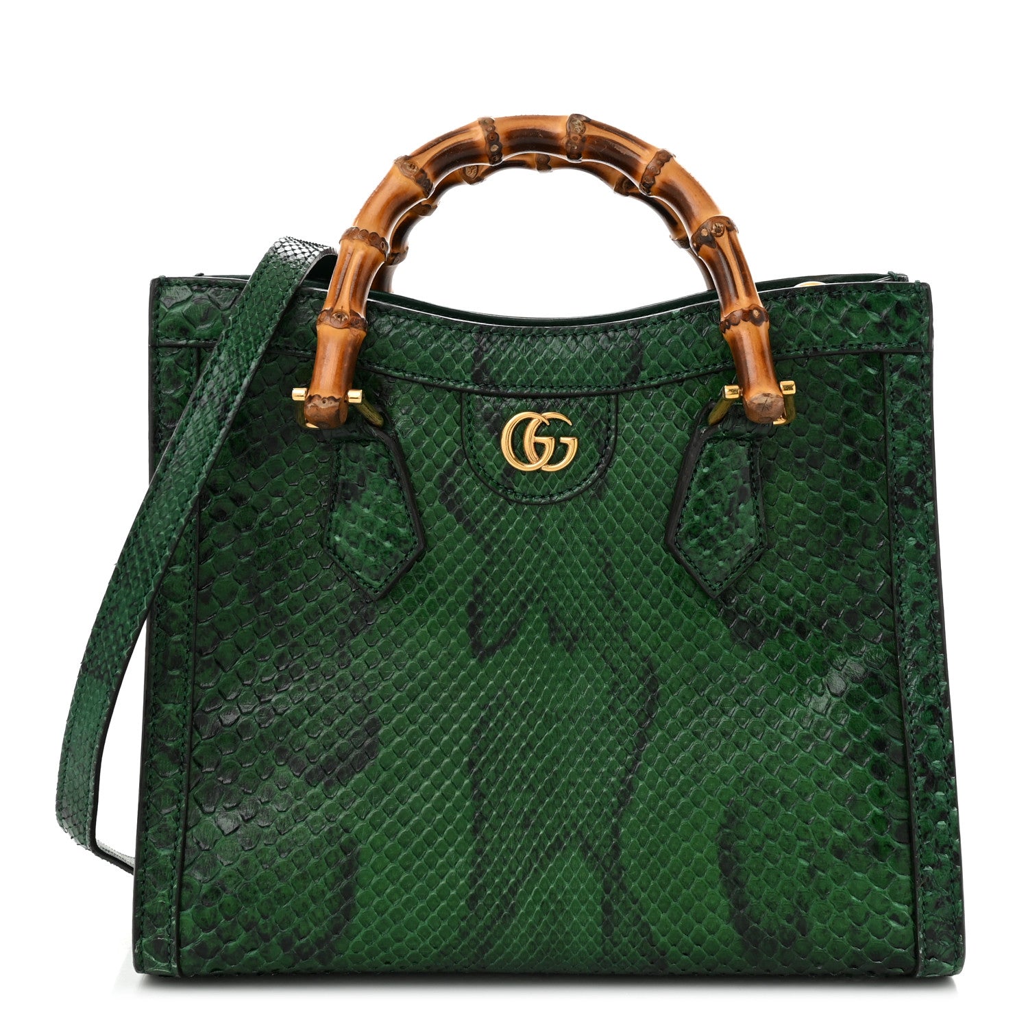 Gucci Snakeskin Small Diana Tote Green Black 1 of 10