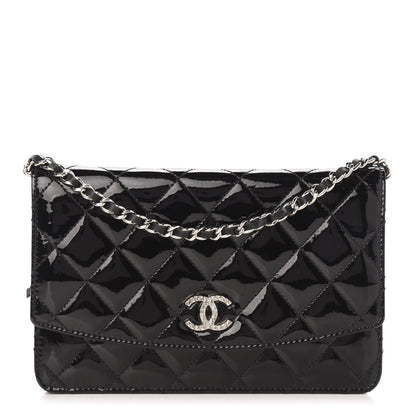Chanel Patent Quilted Brilliant Wallet On Chain WOC Black 1 of 12