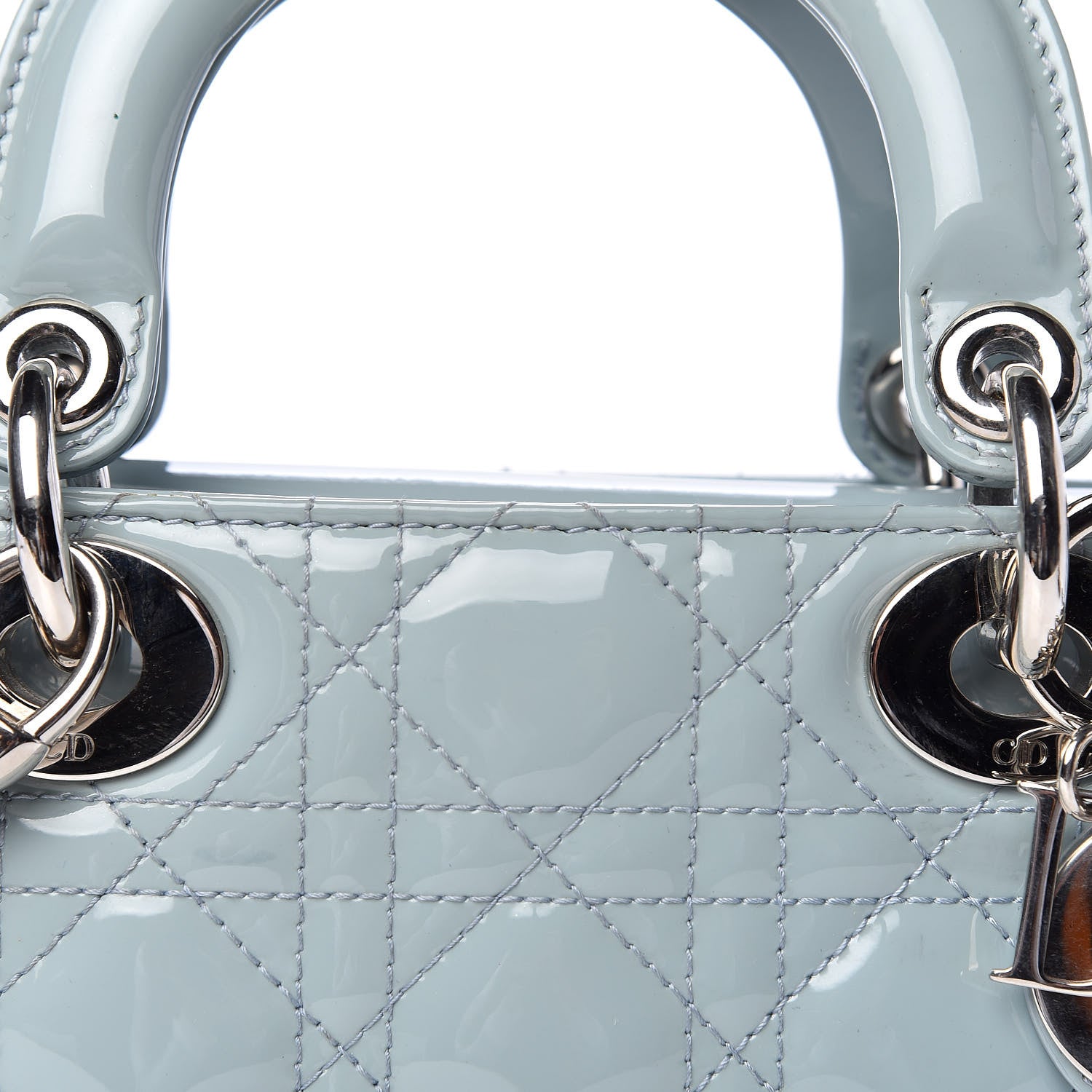 Christian Dior Patent Cannage Mini Lady Dior Light Blue 9 of 17