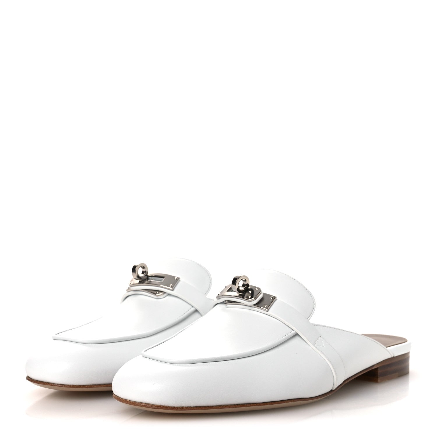Hermes Calfskin Oz Mules 38 White 4 of 12
