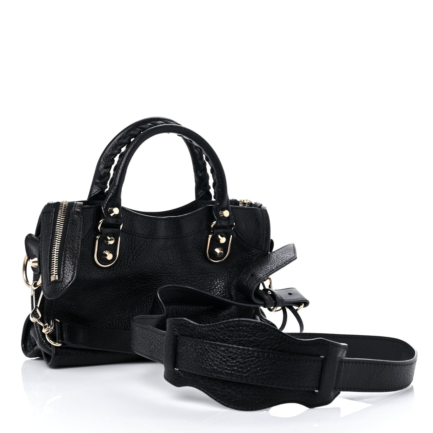 Chevre Gold Metallic Edge Hardware Mini City Black