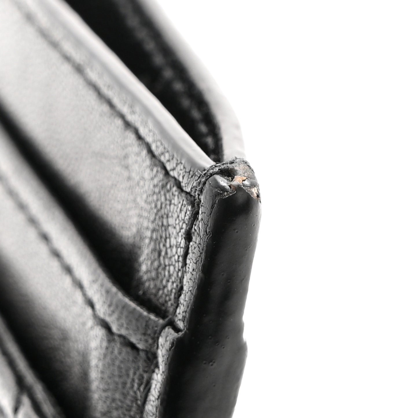 Lambskin Quilted Gaby Credit Card Case Black
