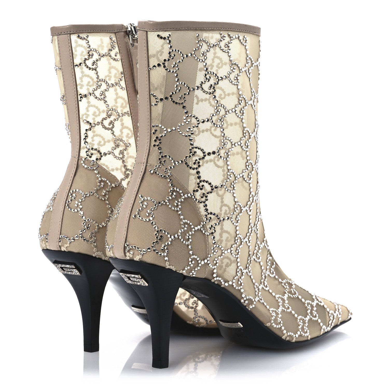 Gucci Tela Retino Kid Scamosciato Crystal GG Monogram Square Demi Boot 38.5 Light Powder Skin Rose 5 of 13