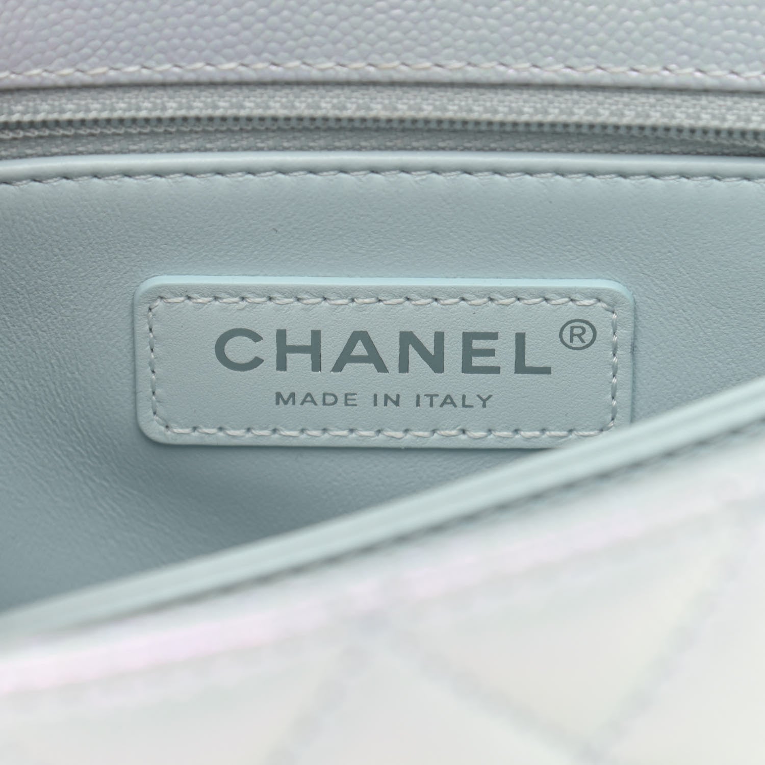 Chanel Iridescent Caviar Quilted Mini Coco Handle Flap Light Blue 6 of 10