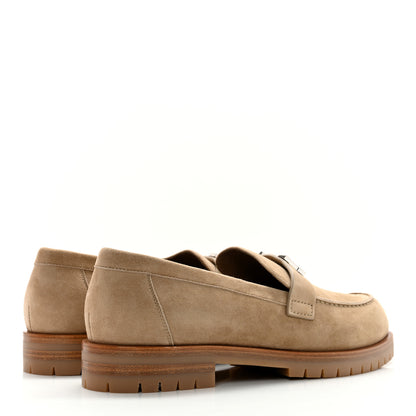 Hermes Suede Goatskin Womens Faubourg Loafers 39 Argile 4 of 12