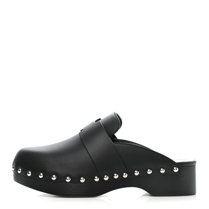 Hermes Calfskin Calya Mules 36 Black 1 of 8