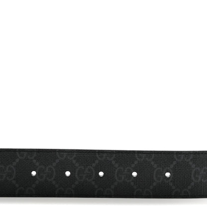 Gucci GG Supreme Monogram Plutone Calfskin Palladium Double G Reversible 37mm Belt 90 36 Black 6 of 8