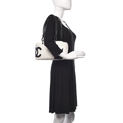 Chanel Calfskin Quilted Large Cambon Bowler White Black 2 of 14