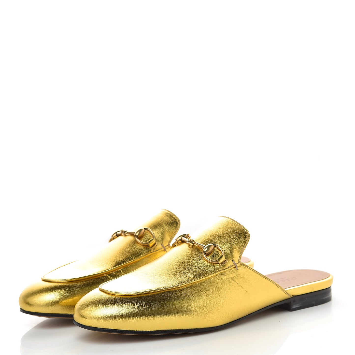 Metallic Nappa Womens Princetown Slippers 37.5 Gold