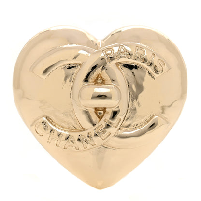 Chanel Metal CC Heart Turnlock Brooch Gold 1 of 4