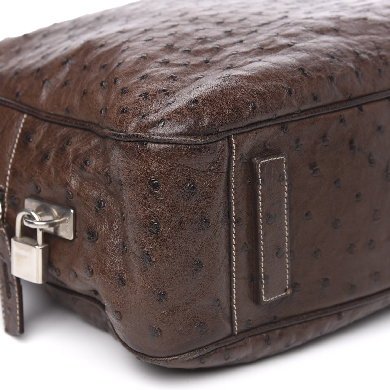 Prada Ostrich Travel Briefcase Brown 9 of 15