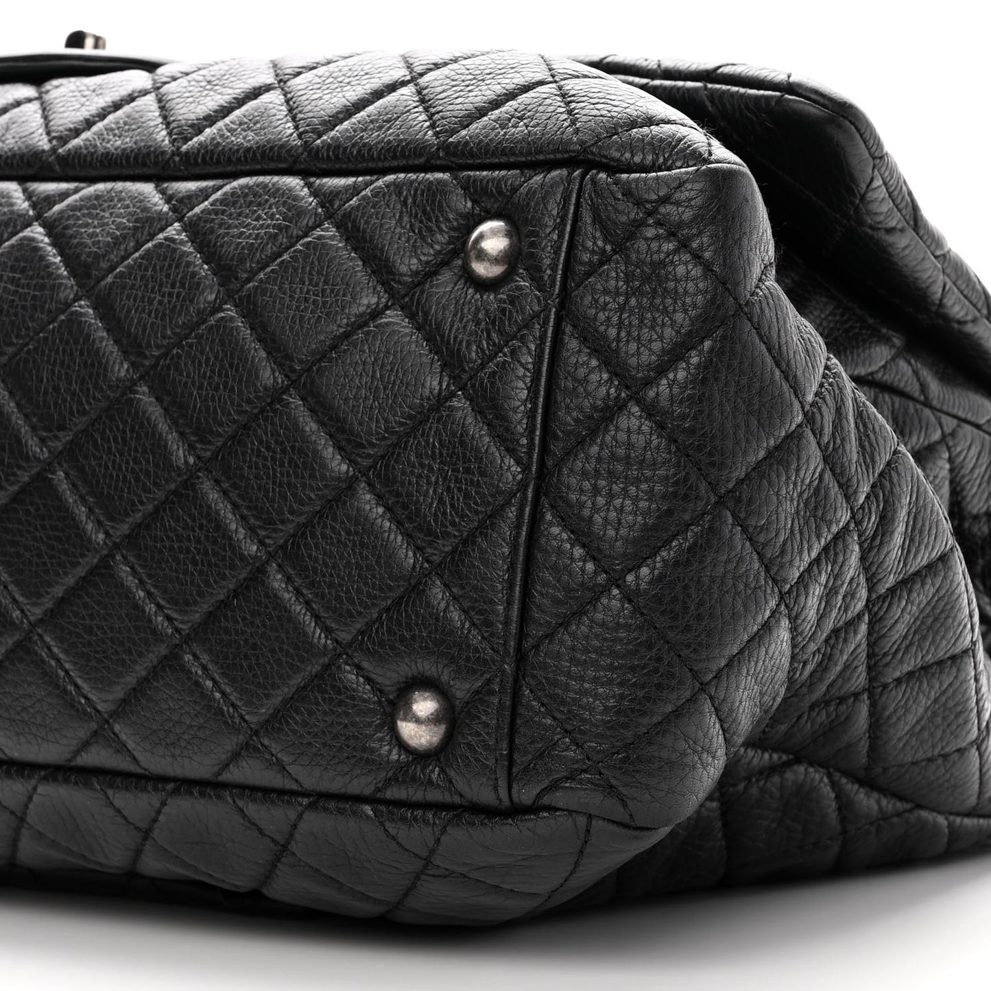 Calfskin Quilted XXL Travel Flap Bag Black