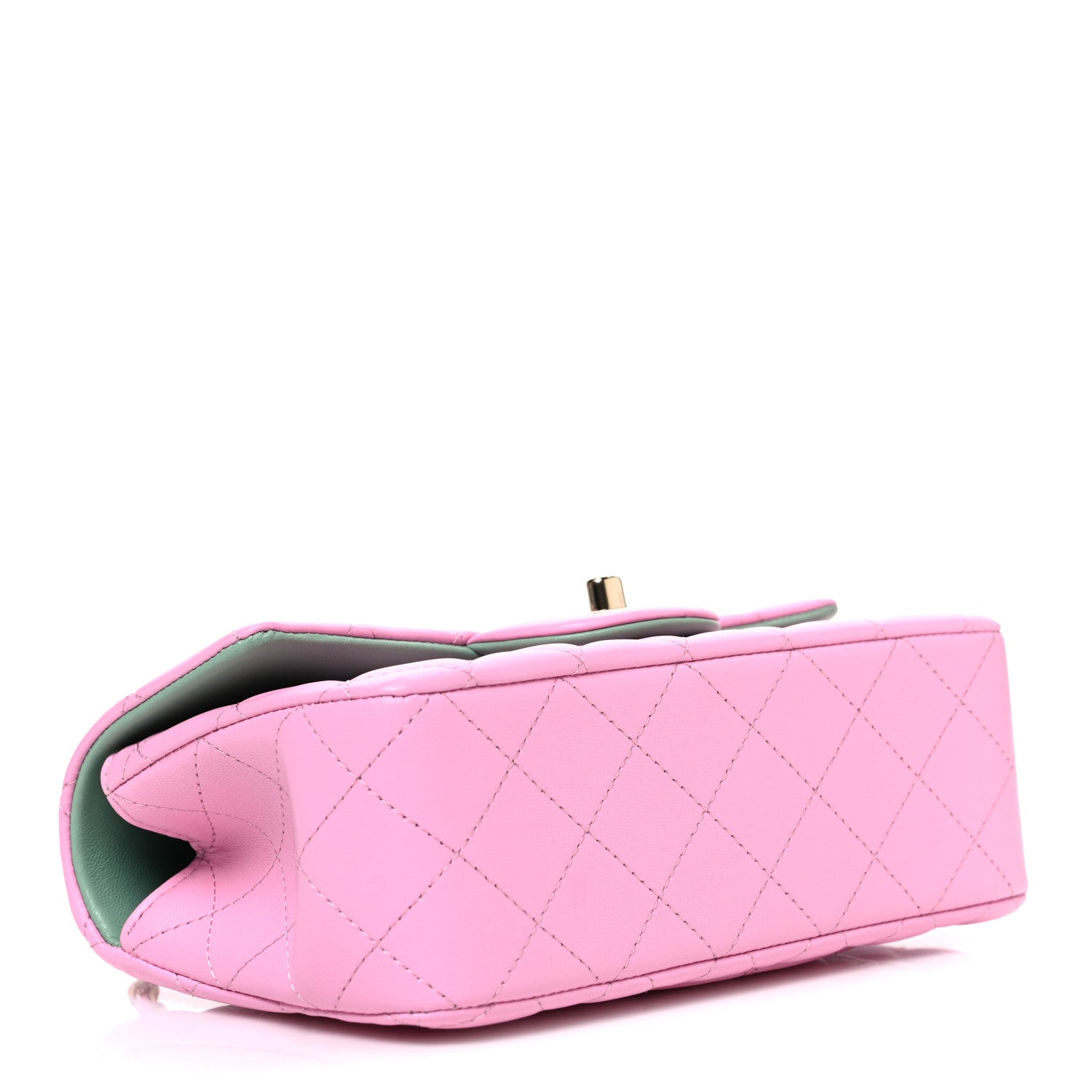 Chanel Lambskin Quilted Mini Top Handle Rectangular Flap Pink Green 4 of 10