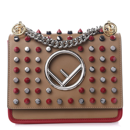 Fendi Calfskin F is Fendi Studded Small Kan I Shoulder Bag Tan 1 of 9