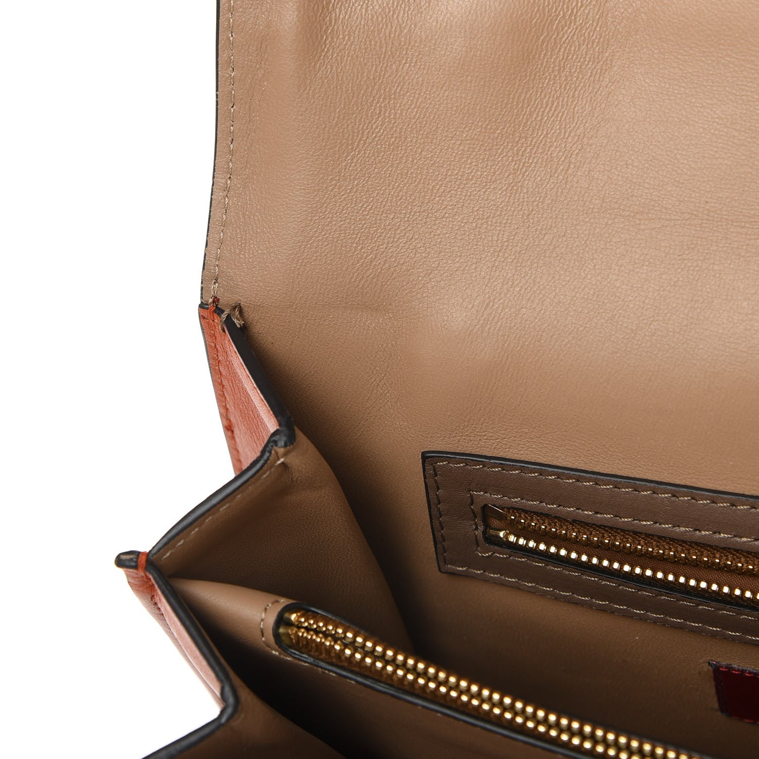 Valentino Garavani Calfskin Rivet Colorblock Double Handle Shoulder Bag Brown Green 11 of 19