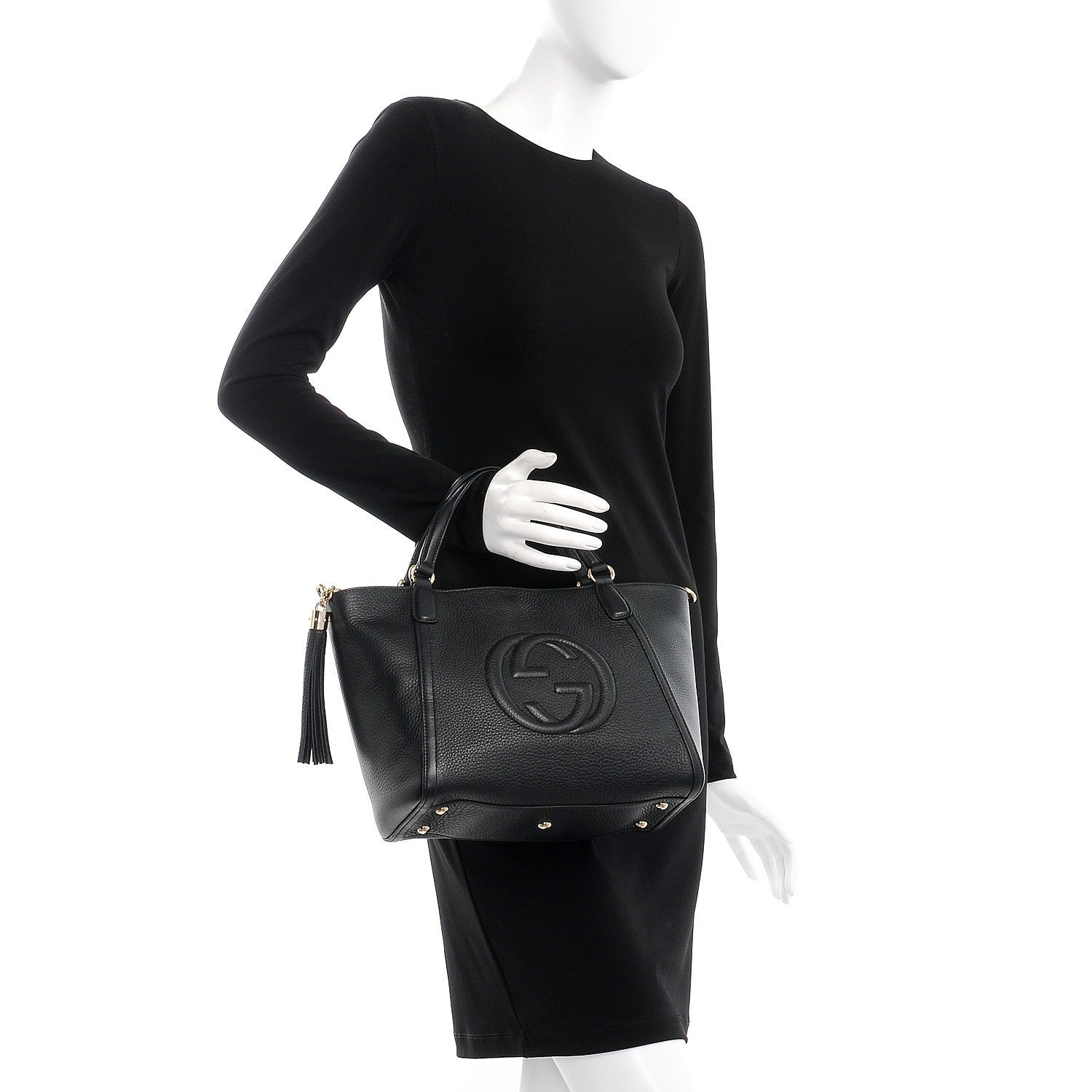 Gucci Pebbled Calfskin Small Soho Top Handle Bag Black 3 of 9