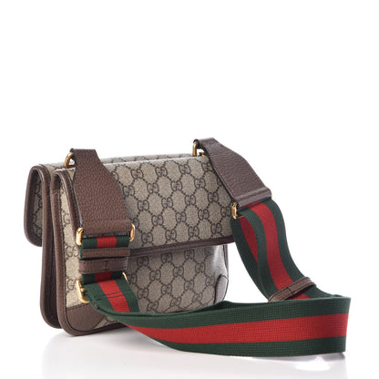 Gucci GG Supreme Monogram Web Small Neo Vintage Double Flap Messenger Bag Beige New Acero 3 of 12