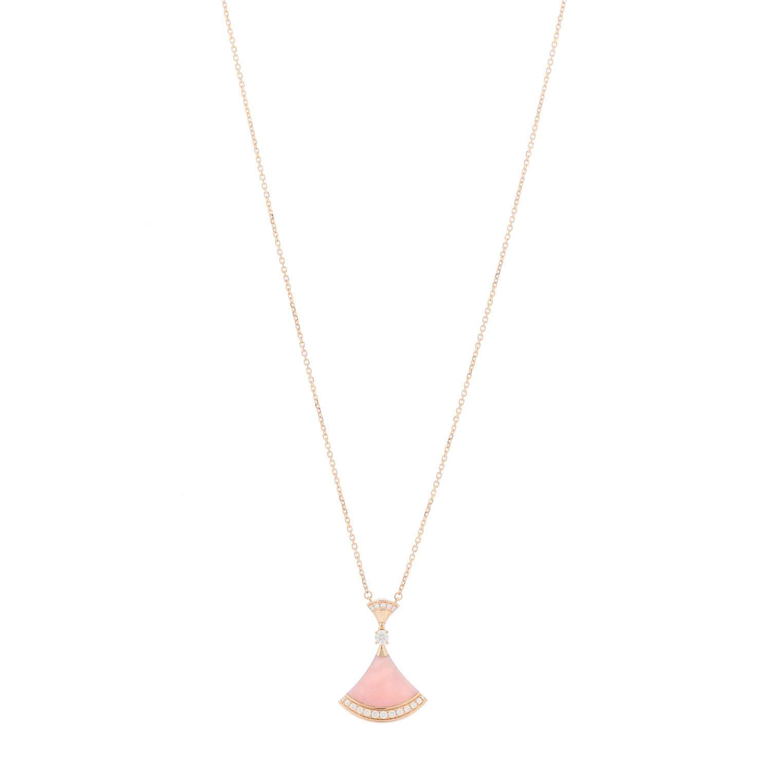 Bulgari 18K Rose Gold Diamond Pink Opal Large Divas' Dream Pendant Necklace 1 of 7
