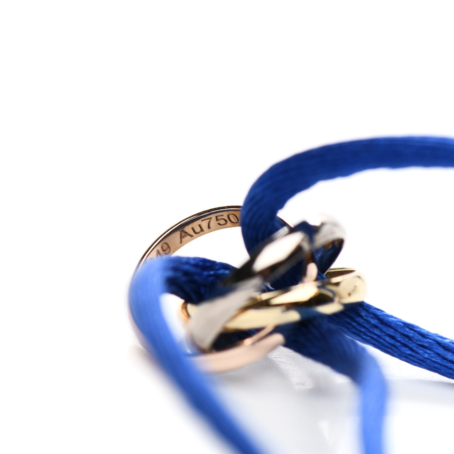 18K Pink Yellow White Gold Trinity Adjustable Cord Bracelet Blue