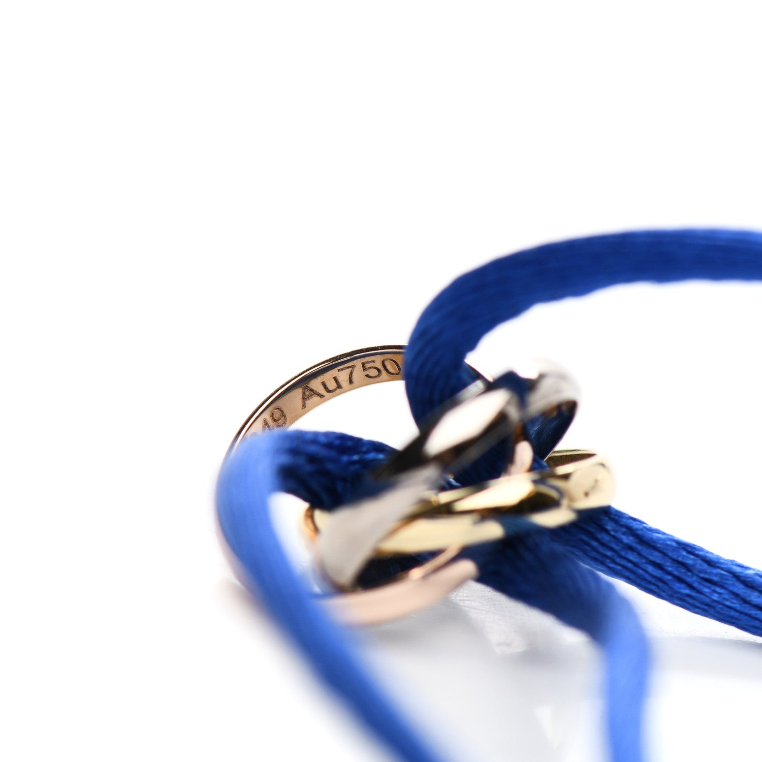 Cartier 18K Pink Yellow White Gold Trinity Adjustable Cord Bracelet Blue 4 of 6