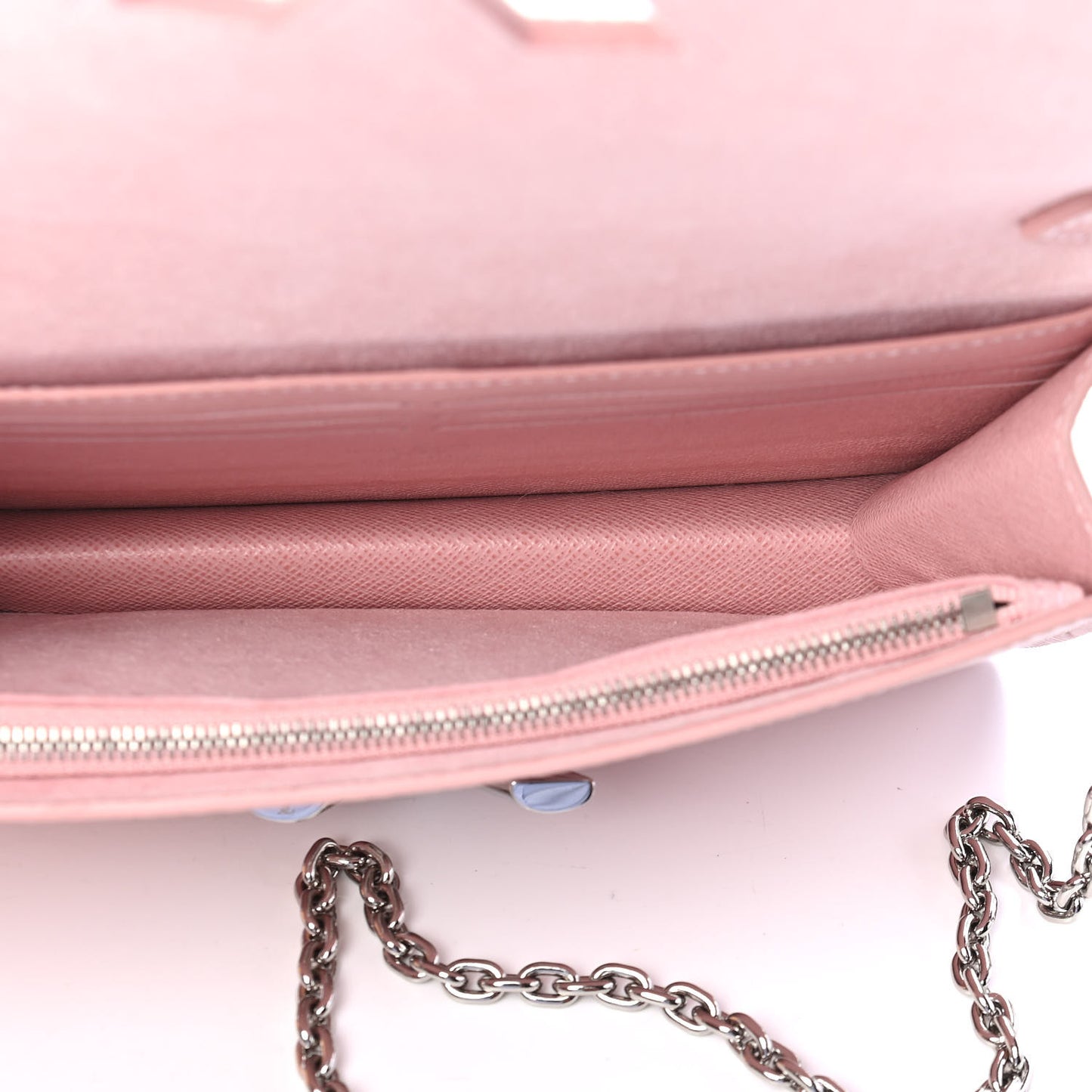 Epi Twist Belt Chain Wallet Rose Ballerine