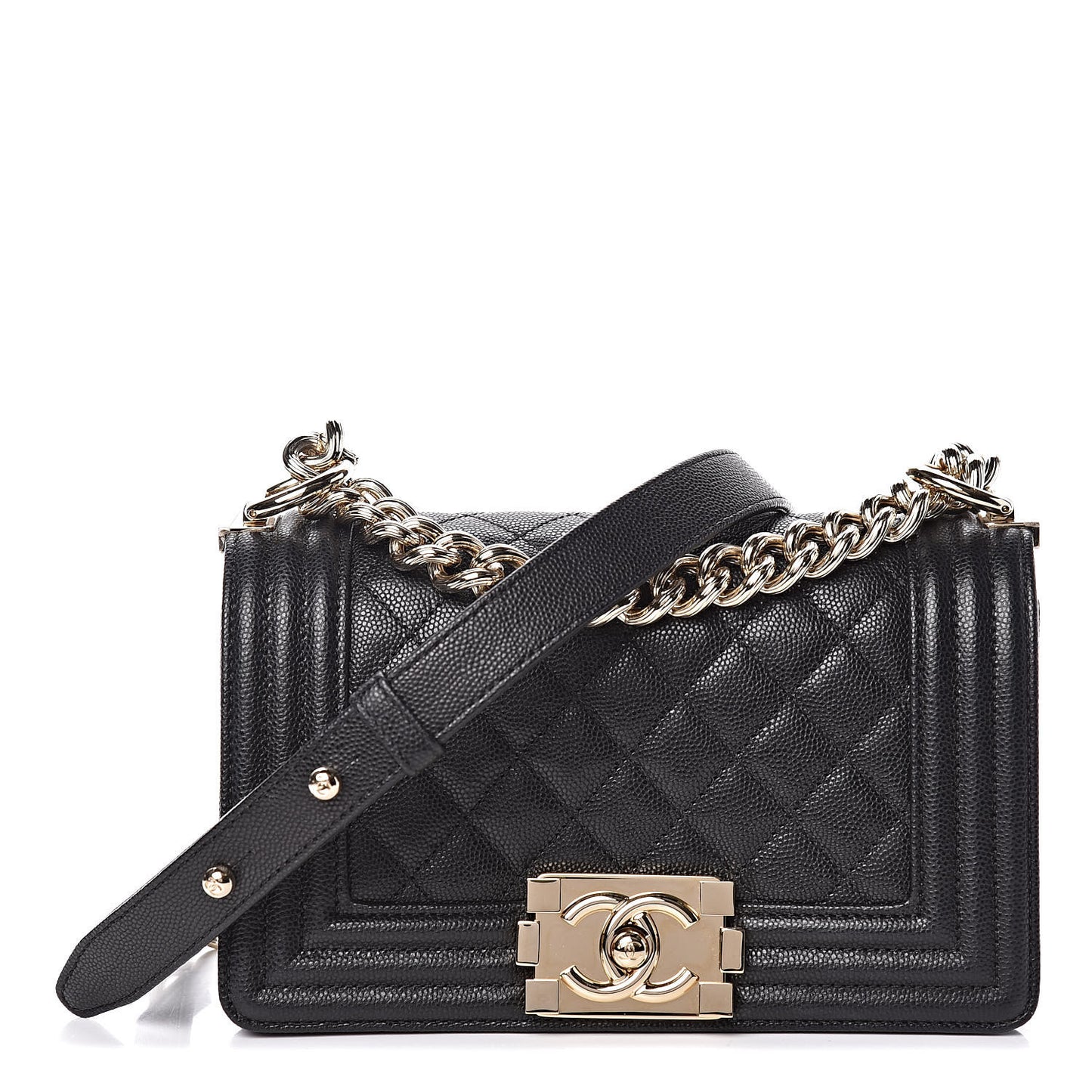 Caviar Quilted Small Boy Flap Black