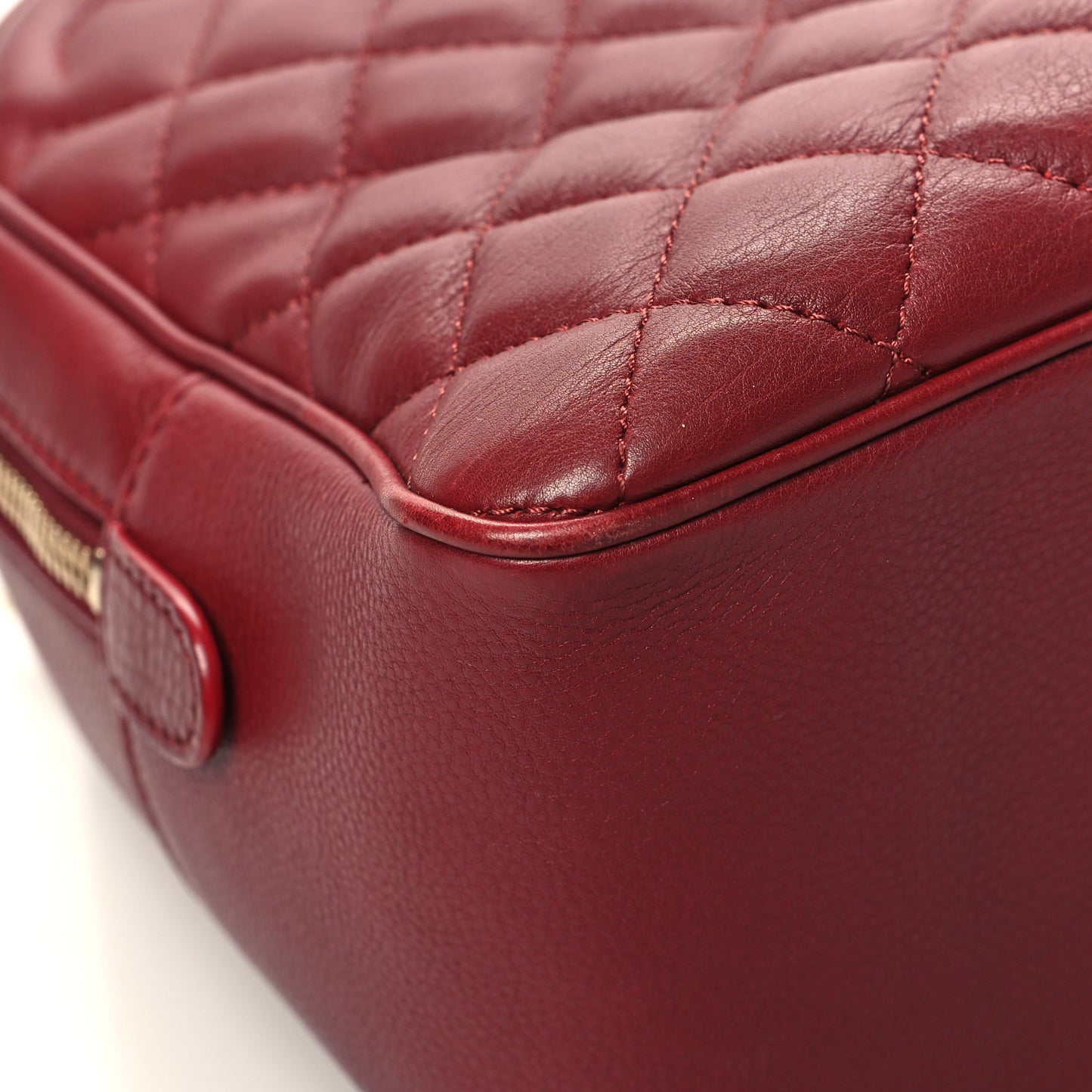 Calfskin Quilted CC Medium Vanity Case Dark Red