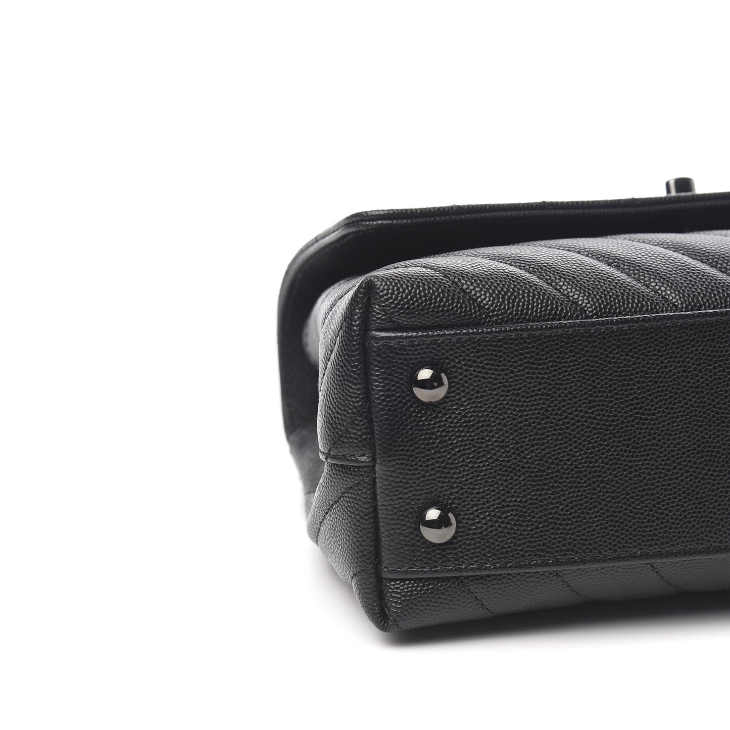 Caviar Chevron Quilted Mini Coco Handle Flap So Black